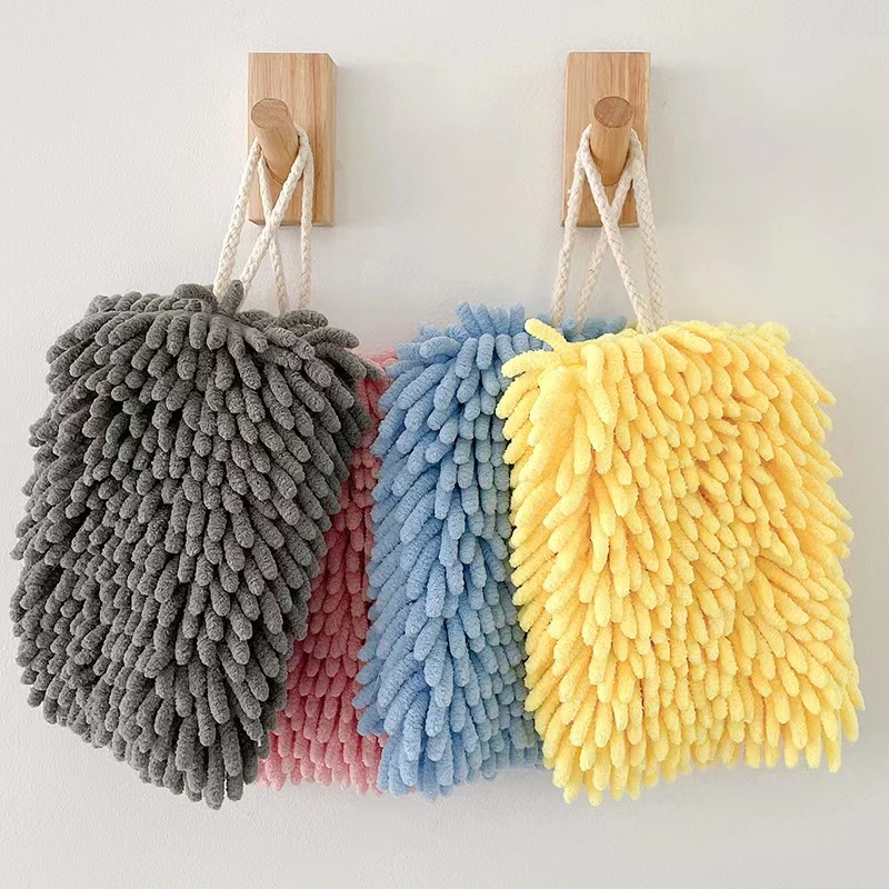 Daily Use Kitchen Bathroom Cleaning Pad Water-Absorbing Quick-Drying Chenille Hand Towel