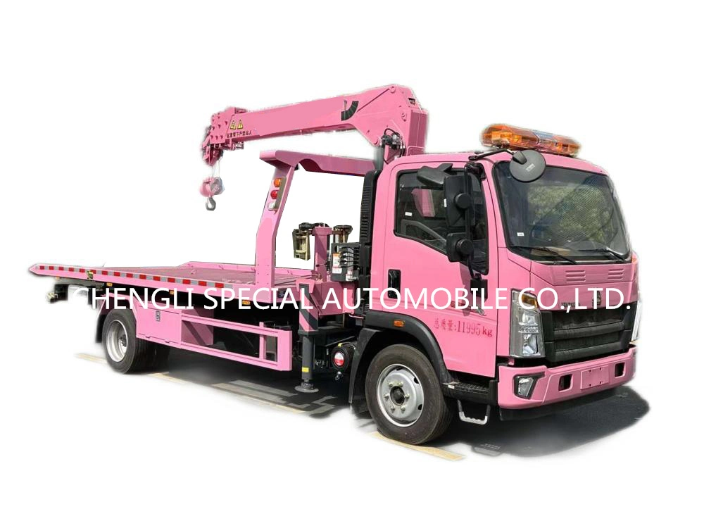 Sinotruk HOWO 160HP 4X2 5ton Flat Bed Recovery Truck with Crane