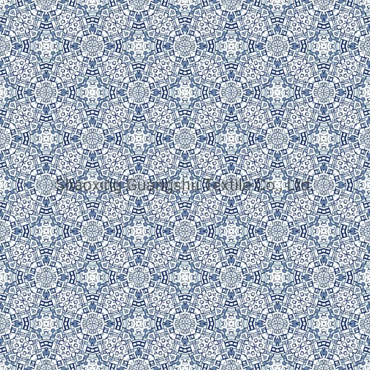 30s Blue Imitation Wall Rayon Viscose Spandex Digital Printed Single Jersey Fabric