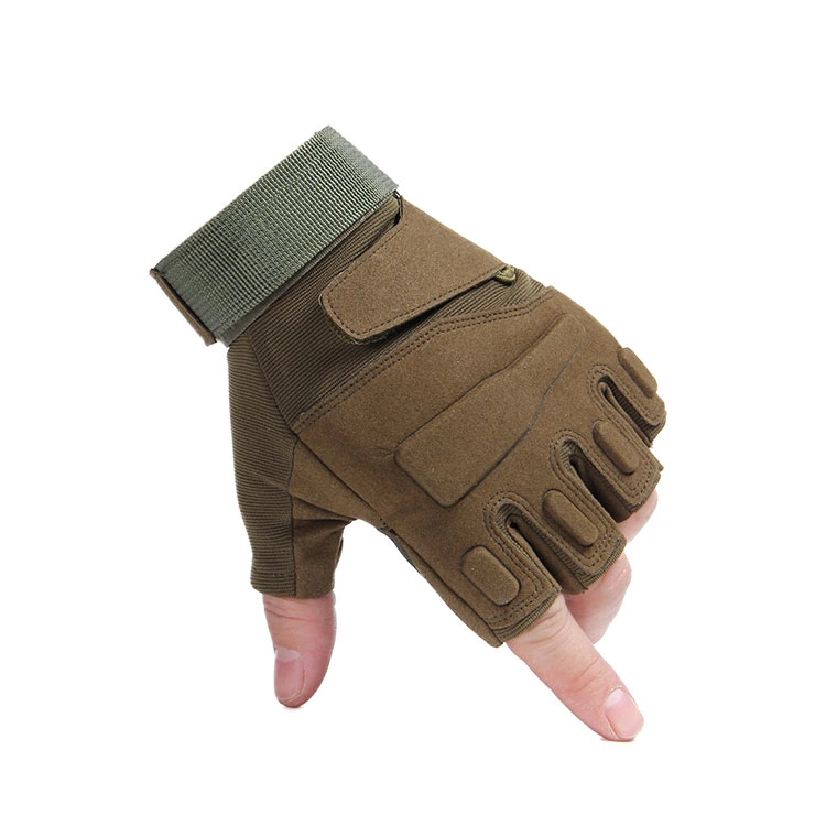 Half-Finger Knuckle Shock Resistant Fingerless Hunting Tactical Leather Motorcycle Gloves