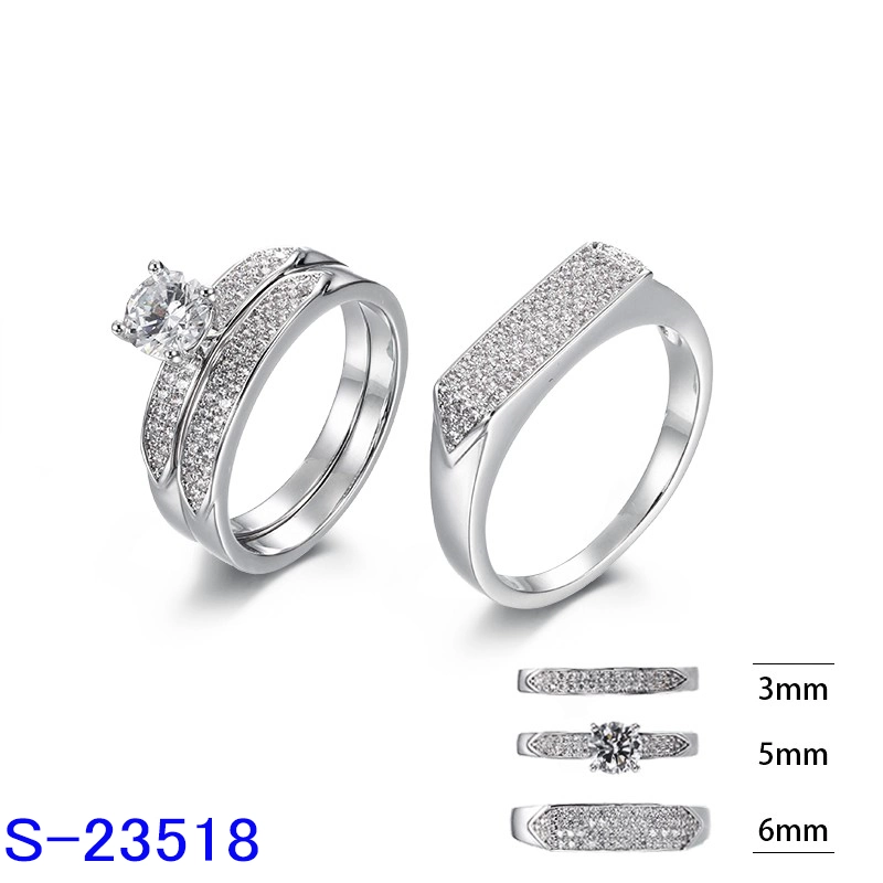 925 Sterling Silver Fashion Brass Jewelry Zircon Stone Wedding Engagement Ring for Women