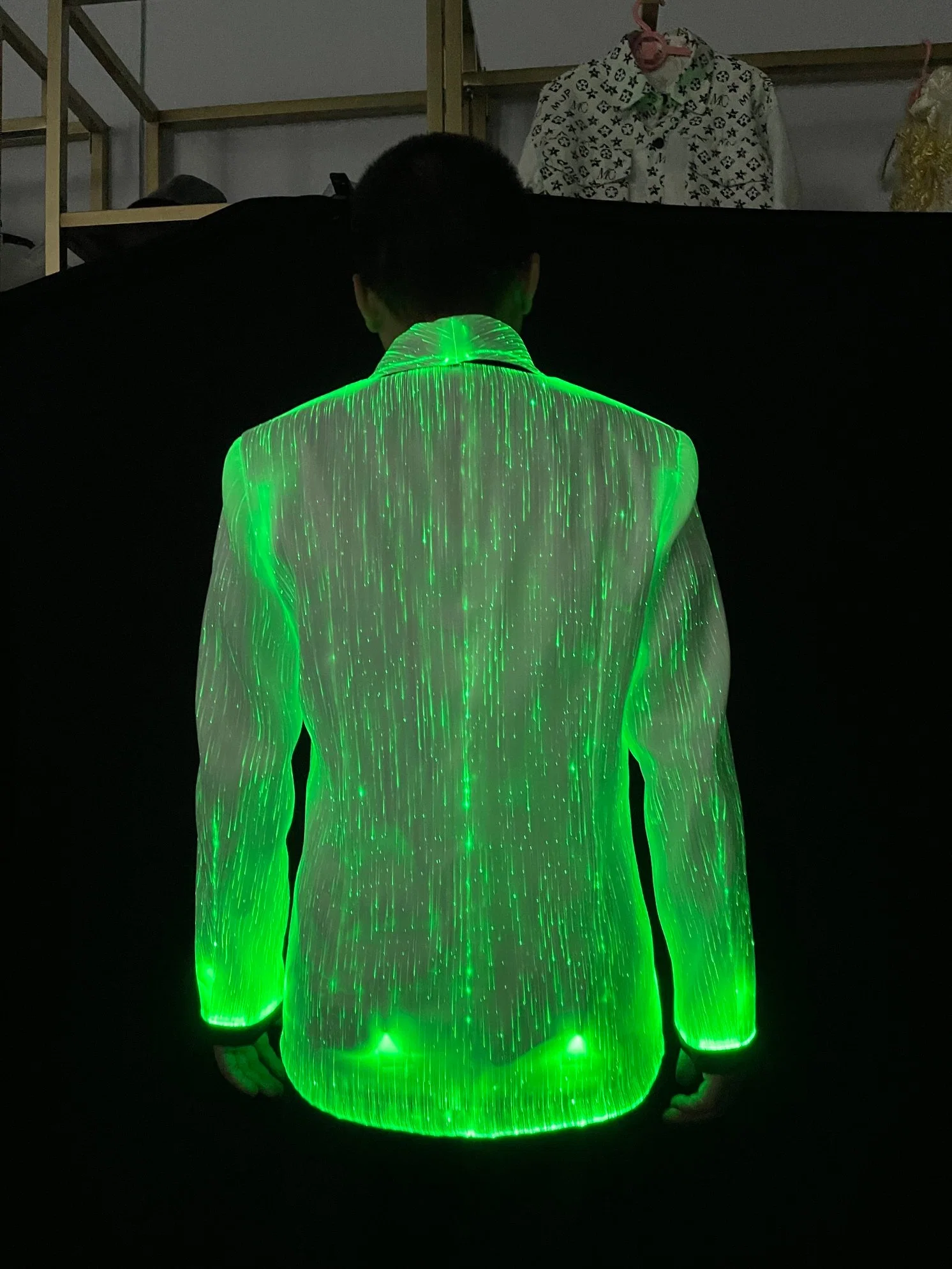 Luminous Fiber Optic LED Light up Man Suit Jacket for Glow-in-The-Dark Exotic Dancewear