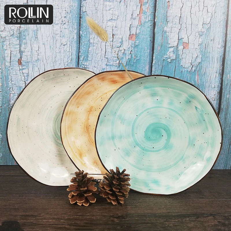 New Style Color Round Flat Plate Glaze Dinner Plate for Wedding&Banquet