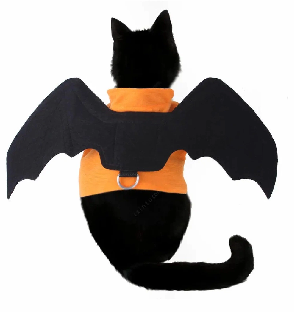 Latest Style Halloween Pet Clothes Bat Shape with Bell Comfortable Warm Party Cosplay Pet Clothes