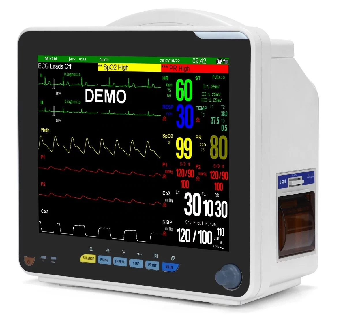 Monitor Multi-Parameter médica las 24 horas del Monitor de paciente de inicio