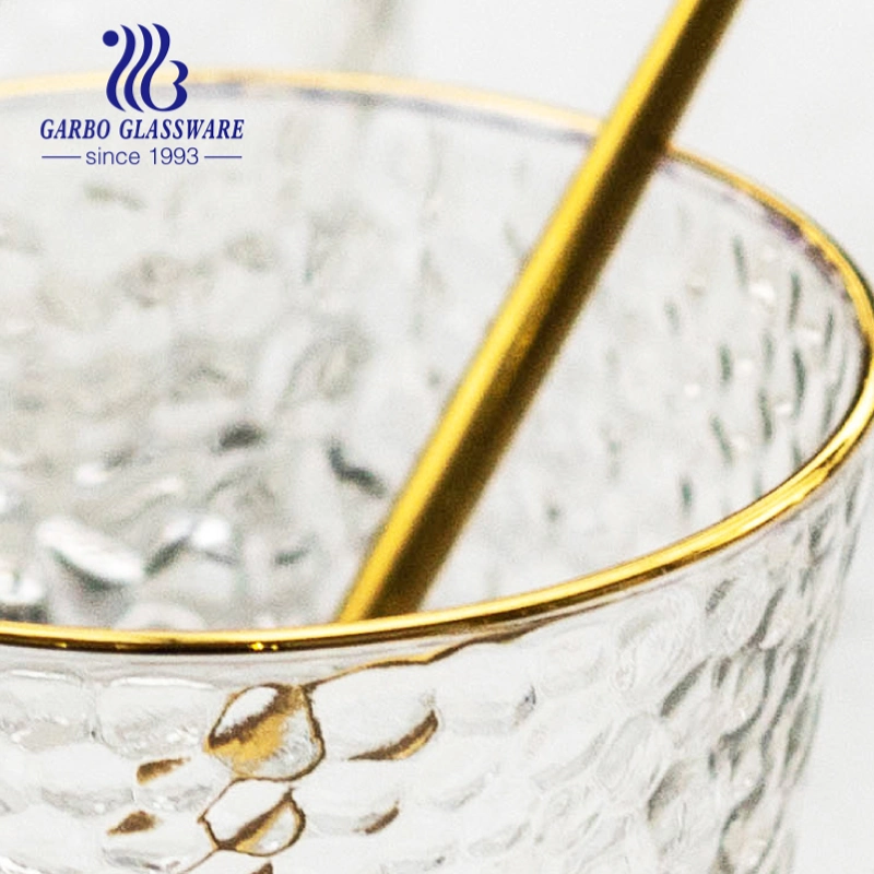 Personalizado Calorresistente Gassware jugo bebidas agua caliente taza con Borde de Oro