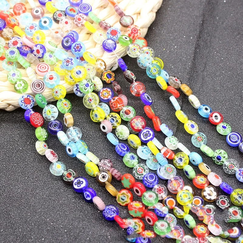 Cuentas de ojos de forma plana de colores Cuentas de vidrio para collar de pulsera Joyería