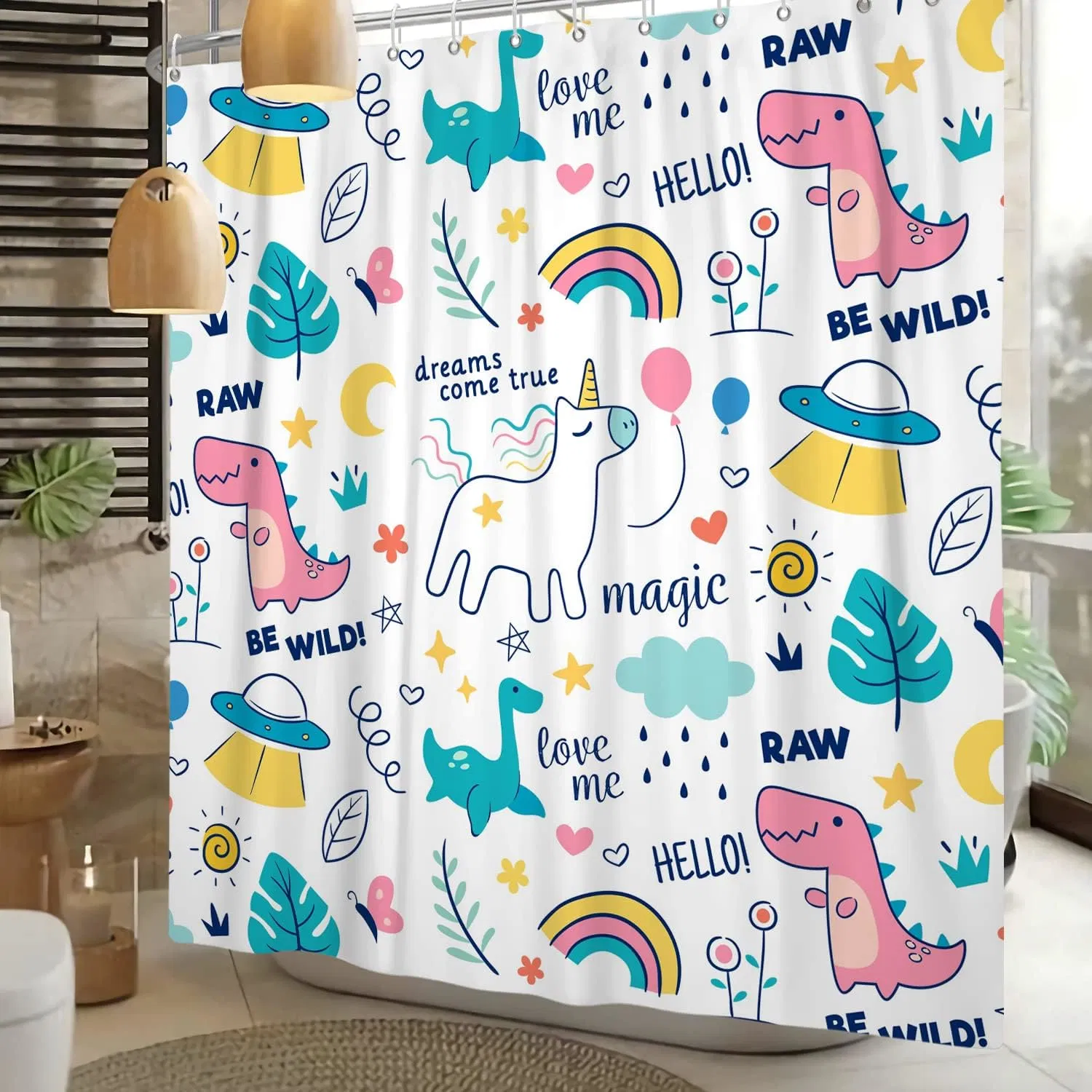 Cartoon Animal Flower Shower Curtain