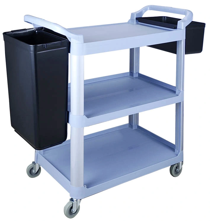 Hotel Grey Double Buckets Plastic Free Moving Cleaning Trolley