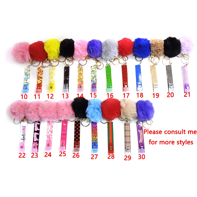 Wholesale Acrylic Material Card Puller Custom Your Own Credit Card Grabber Keychain for Long Nails