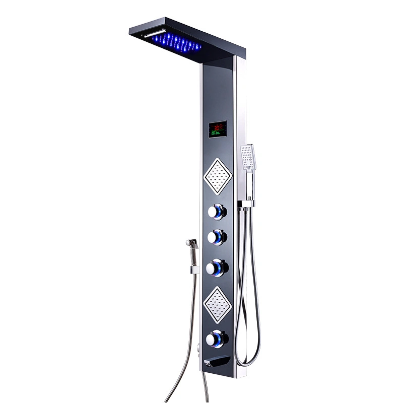 Intelligent Thermostatic Shower Column Panel with 6 Function LCD Display LED Light