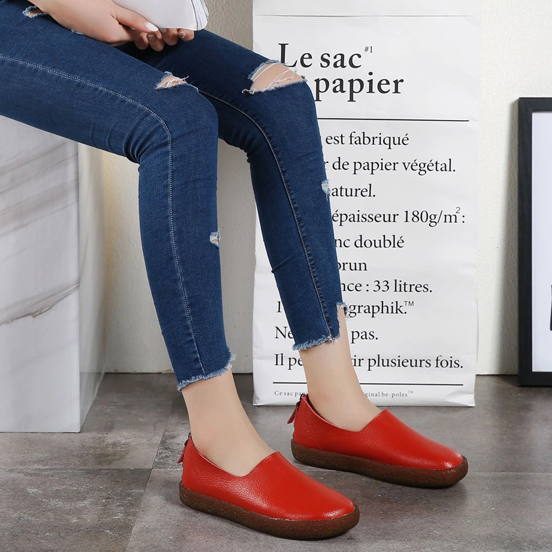 Special Upper Design Women Beautiful Leather 2019 Ladies Footwear Flat Shoes