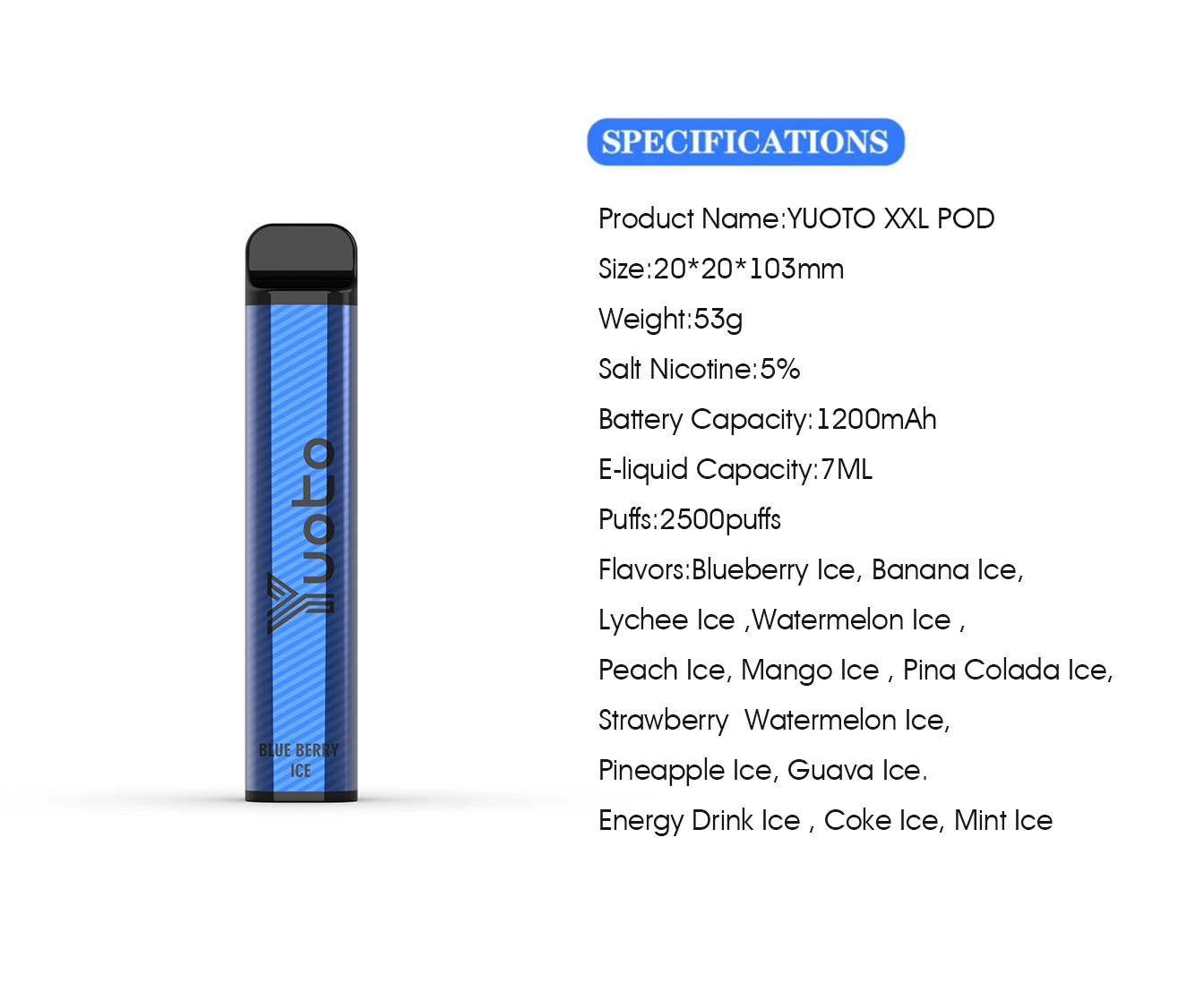 Fast Delivery Youto XXL 2500 Puff Bar 1200mAh Wholesale/Supplier Disposable/Chargeable Vape Pod