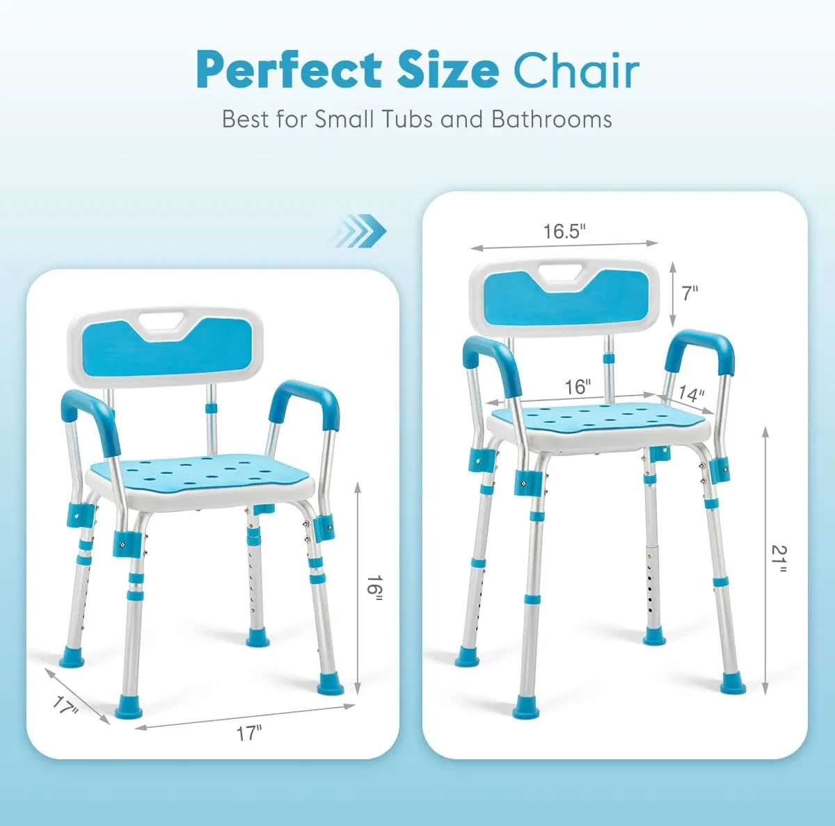 Bliss Medical Adjustable Shower Chair Bathtub Seat with Back Removable Arms for Handicap Disabled Elderly