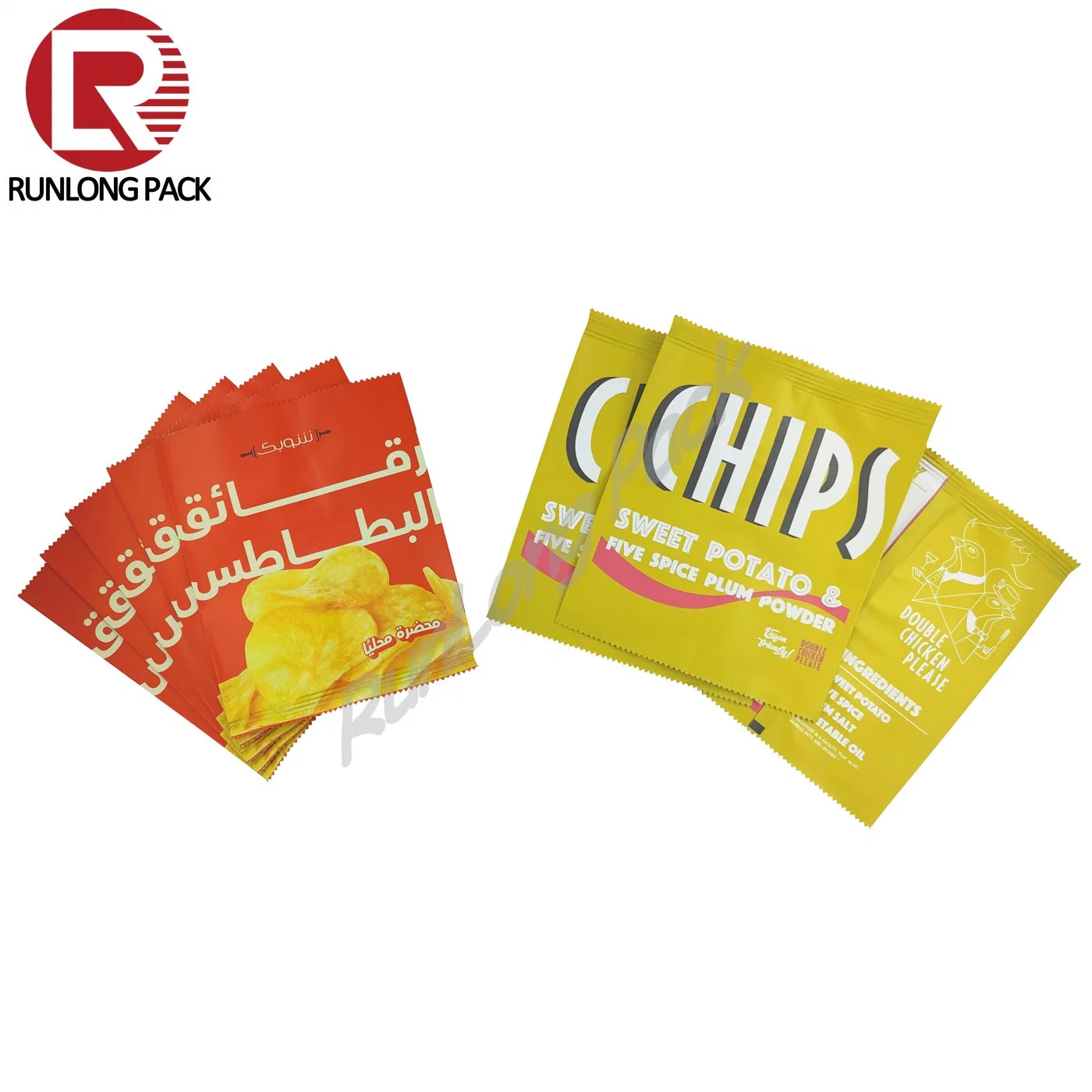 Laminated Custom Printing Fin Lap Seal Bag Pouch Puffs Food Popcorn Potato Chips Packaging Bag