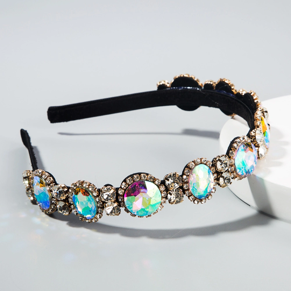 Rhinestone Headband Shiny Crystal Baroque Headband Hair Hoop for Women