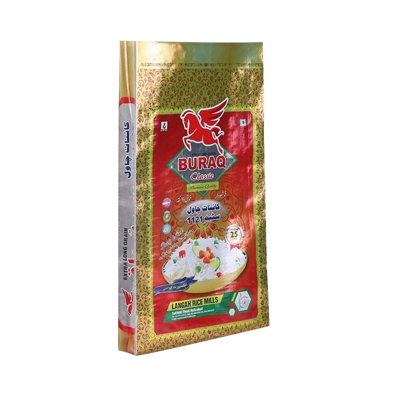 4 Layer Costom Rice Packing Empty PP Woven Sacks High quality/High cost performance  Luxury Aluminum Foil Metal Silvery Golden Printing Rice Bag