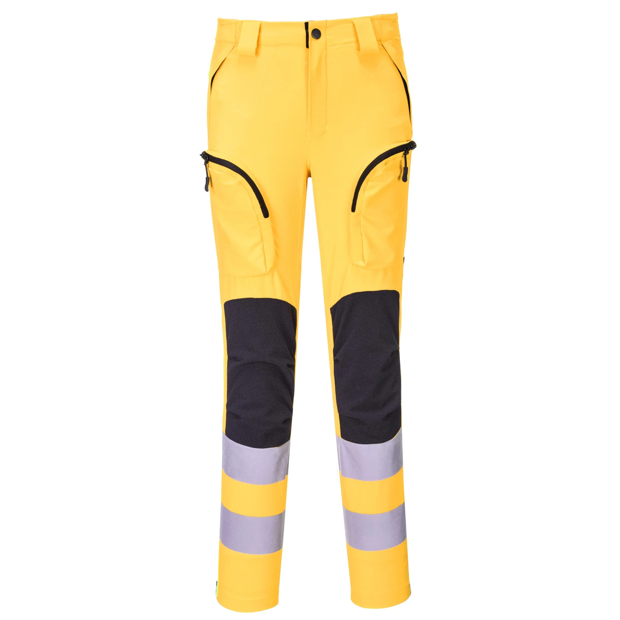 Équipements de sécurité jaune fluorescent Pantalon de travail Hi Vis pantalon cargo lourds réfléchissante