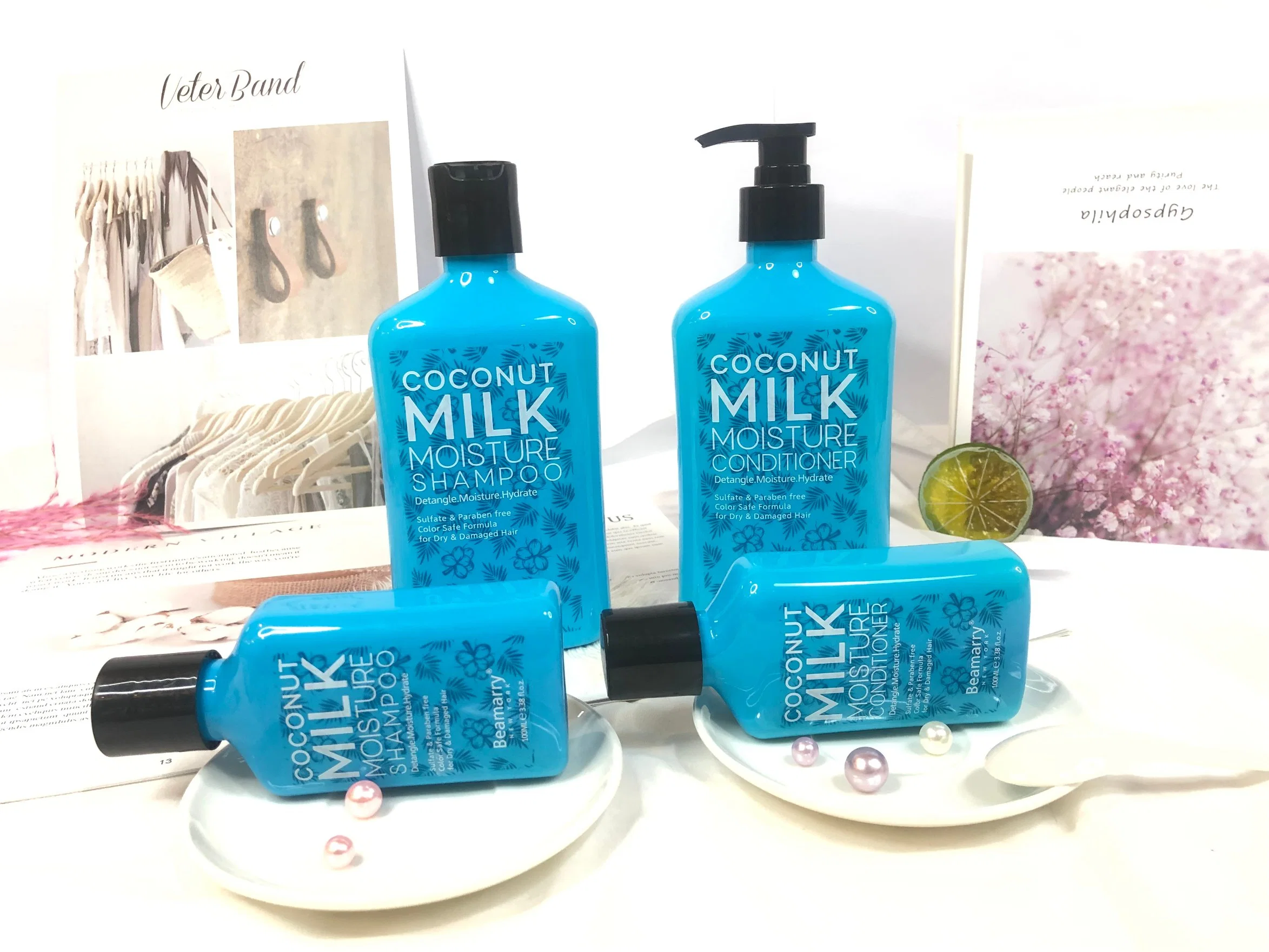 Fabricado en China Tratamiento Capilar de etiqueta privada para el cabello dañado de aceite de coco orgánico natural de hidratación champú y acondicionador de pelo Set