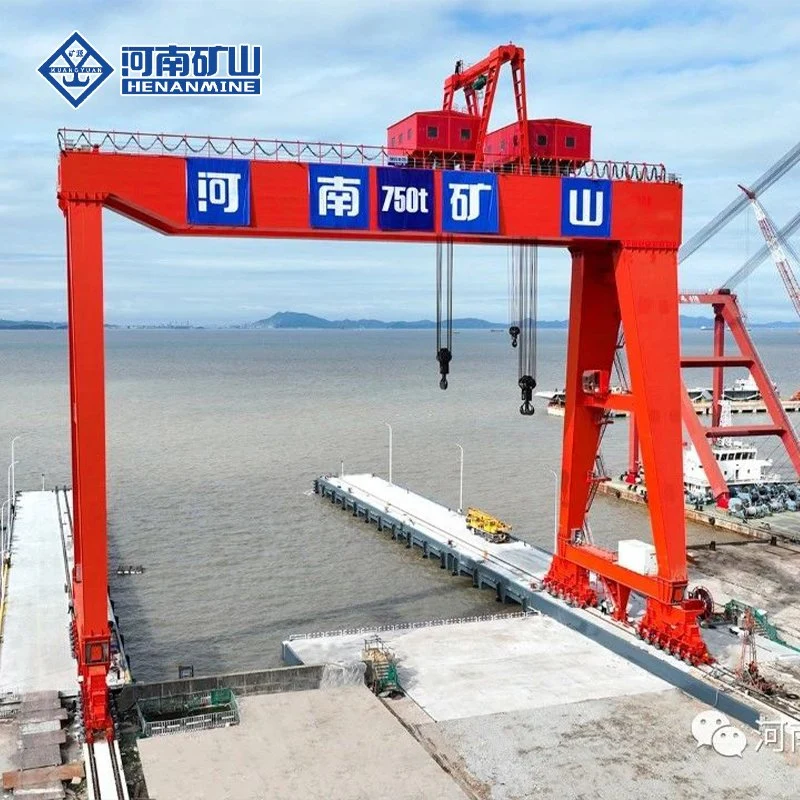 Heavy Duty Double Beams Shipbuilding Gantry Crane 750 Ton