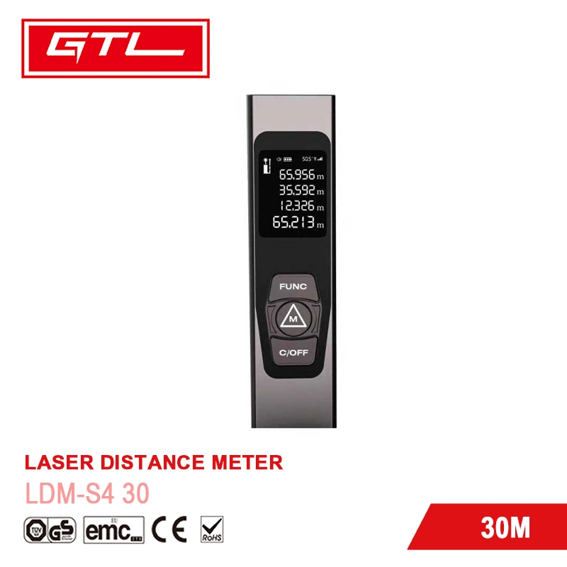 Haute précision 30m Mètre de distance à laser numérique avec commutation d'unité avec écran LCD rétroéclairé (LDM-S4 30)