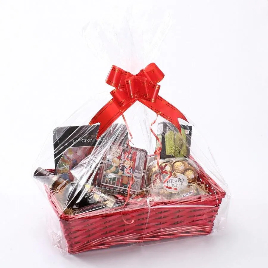 Natural Rectangular Woven Empty Xmas Wedding Birthday Knitting Gift Wicker Hamper Basket