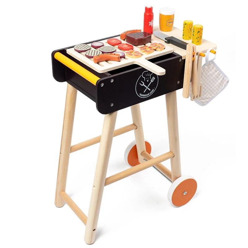 Custom Made BBQ Cart Toy Role Play Barbecue Trolley Toys