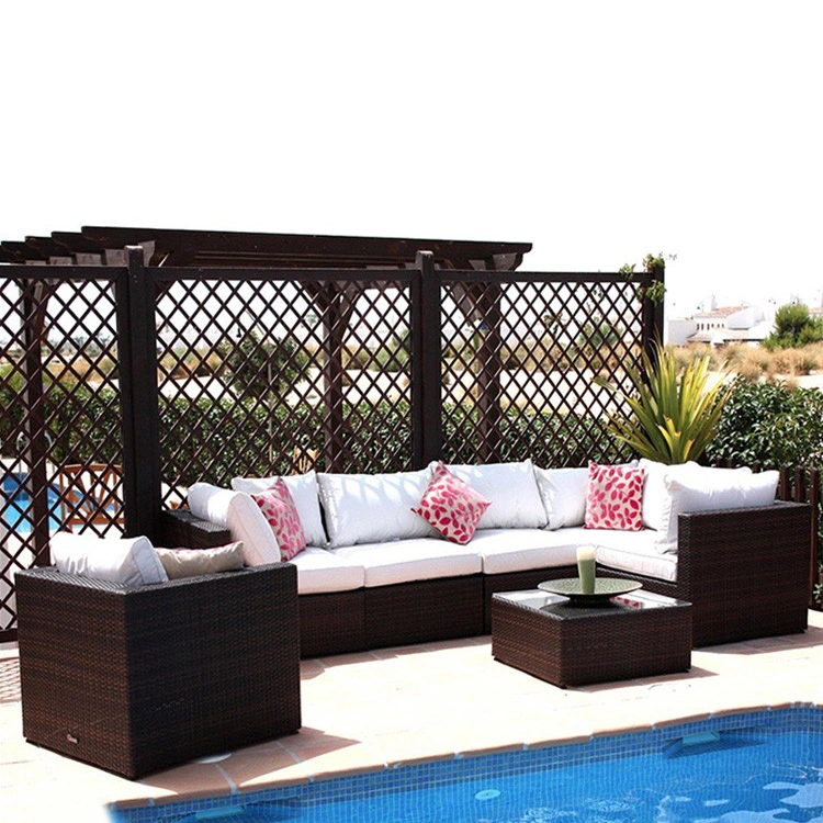 Outdoor Black Rattan Table Cushion Furniture Leisure Sofa Set