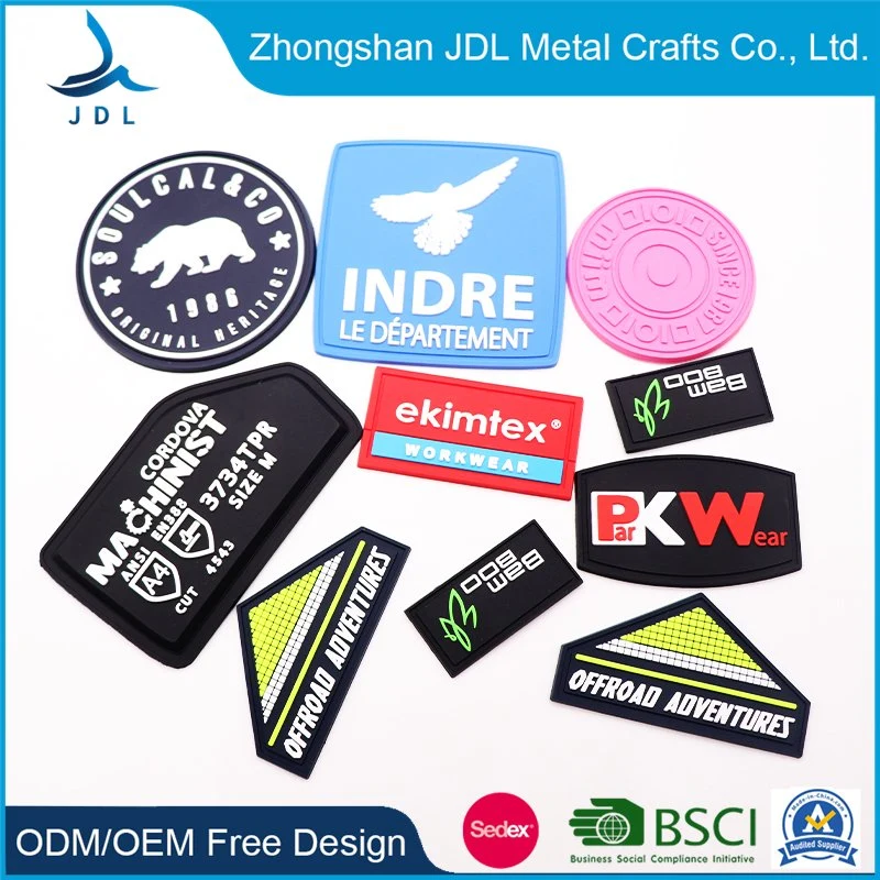 Customized Brand Name Logo Golden Small PVC Labels OEM Factory Direct Sale Debossed Silicone Tag Rubber Brand Logo