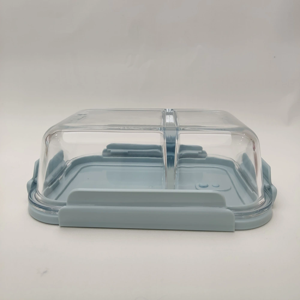 Microwaveable Oven Safe Borosilicate Glass Lunch Box Travel Glassware with Partition