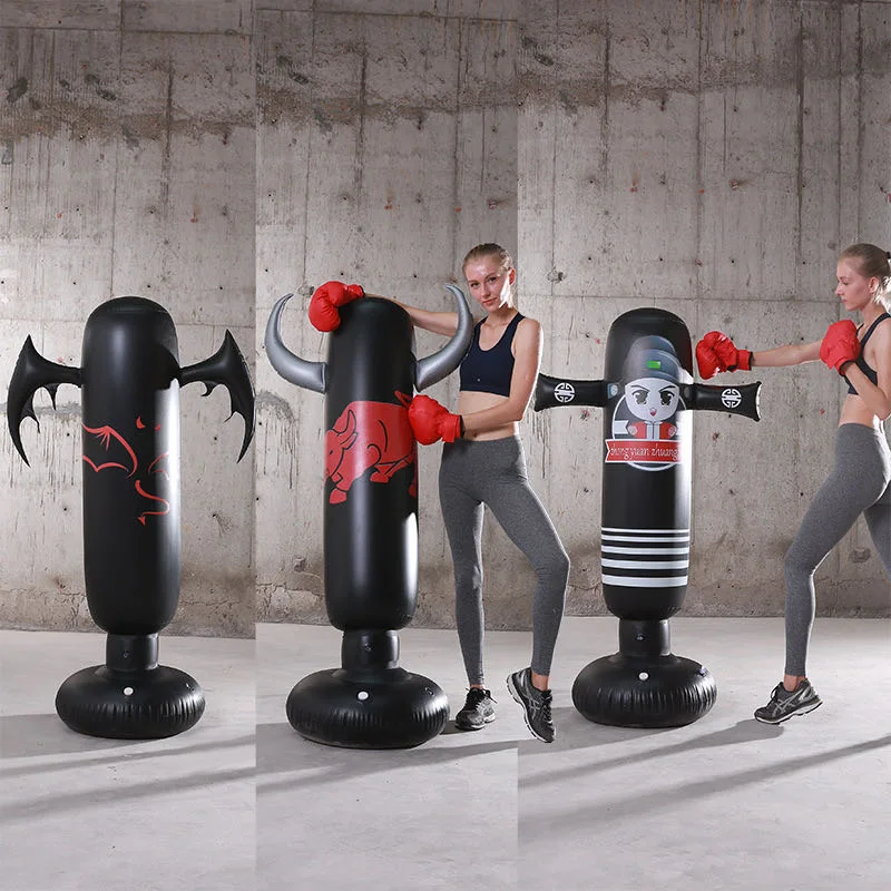 Fitness Adult Inflatable Vertical Boxing Column Tumbler Inflatable Punching Bag Venting Toy Thickened 1.6 M Boxing Column