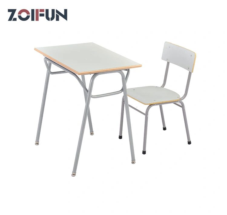 China Zoifun Wood MDF PVC PU Edge Wooden Classic Student Classroom Table Chair Set