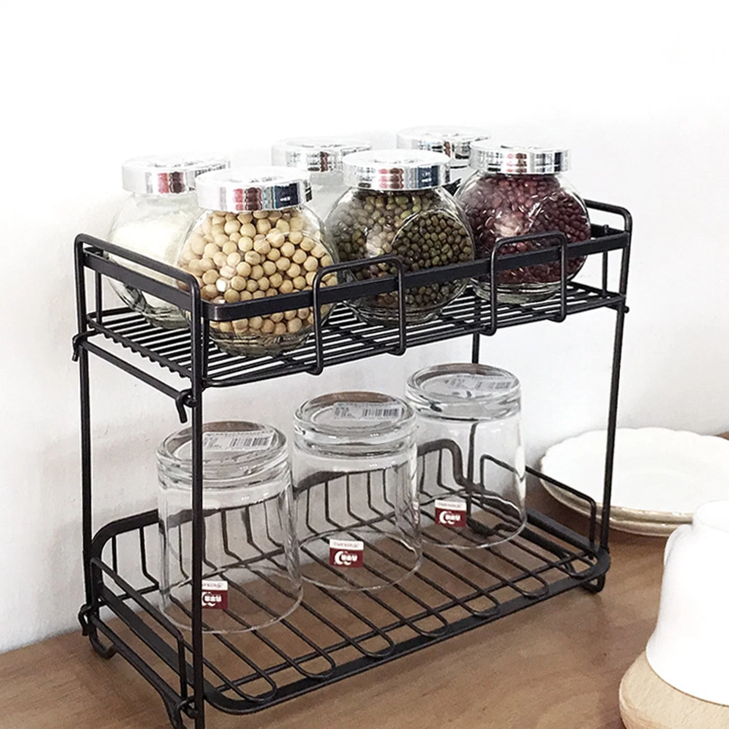 Kitchen Counter-Top or Wall Mount Spice Rack Jars Storage Organizer Spice Racks