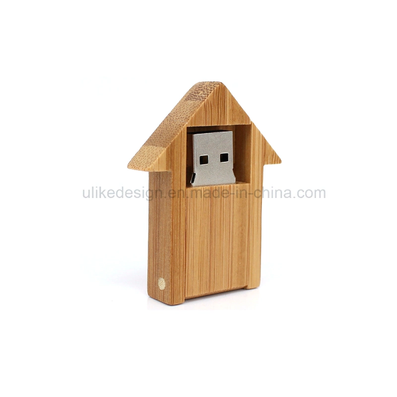Caneta USB 2.0 em forma de casa em madeira para polegar Unidade flash USB Flash USB Unidade USB Flash USB Unidade USB