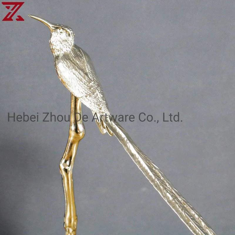 New Design Silver Metal with Marble Base Decoration Bird Shape Home Furnishings Living Room Home Ornament