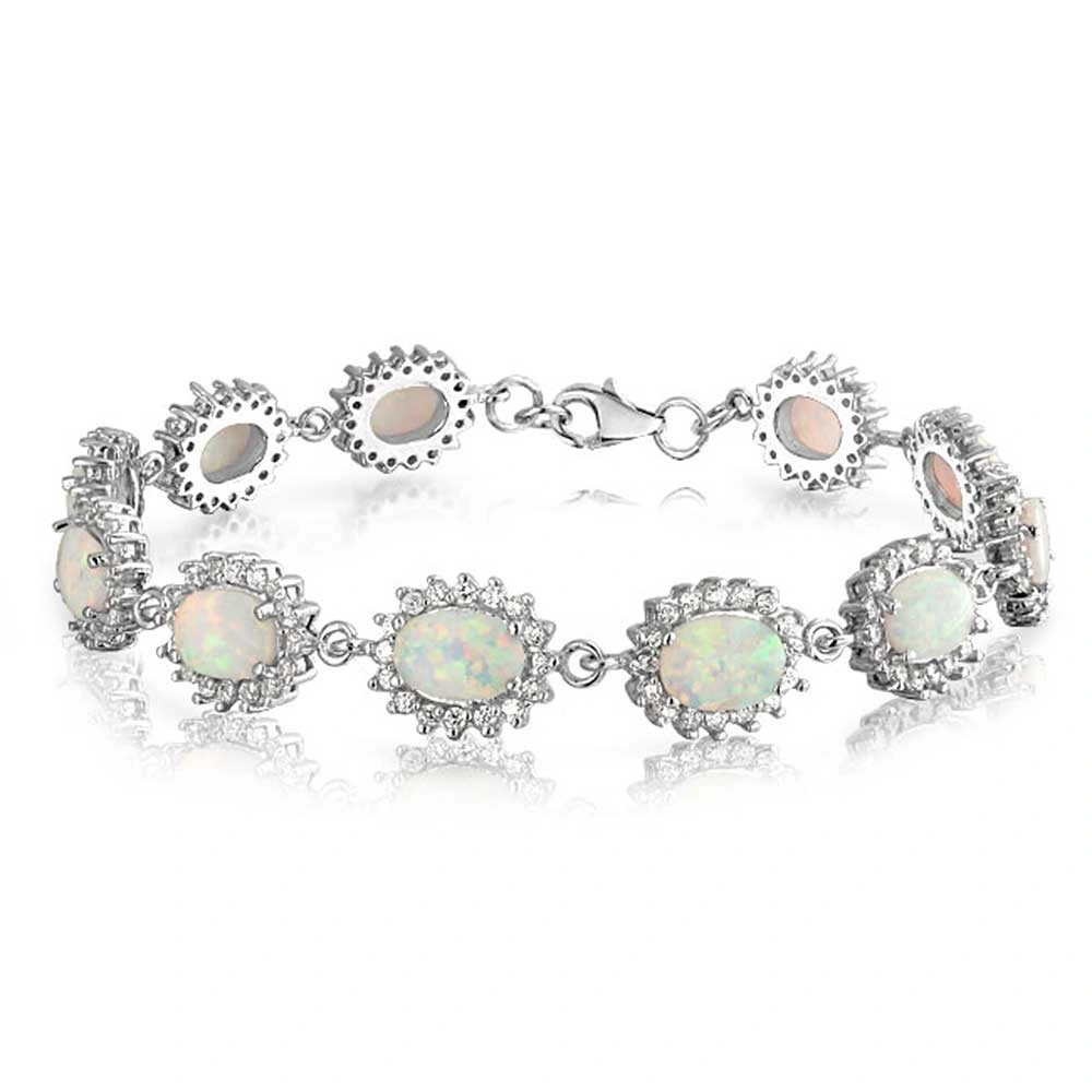 925 Silver &amp; CZ avec réglage d'Opale ovale Bracelet pour le commerce de gros