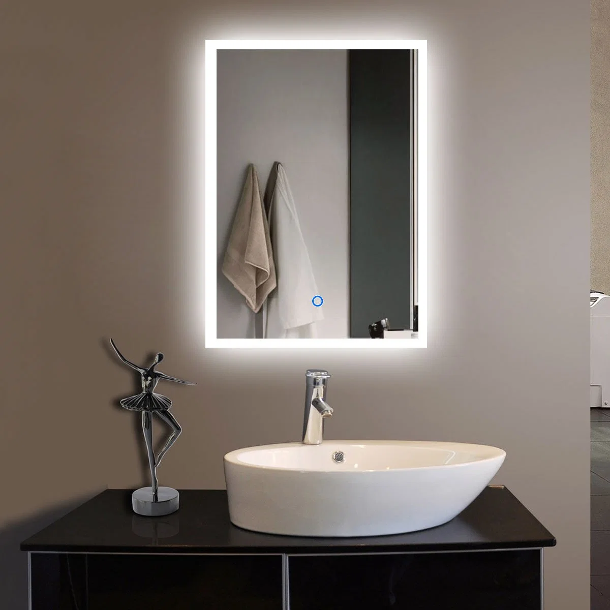 5mm El Marco de aluminio espejo forma de rectángulo con retroiluminación LED Sensor táctil baño espejo LED