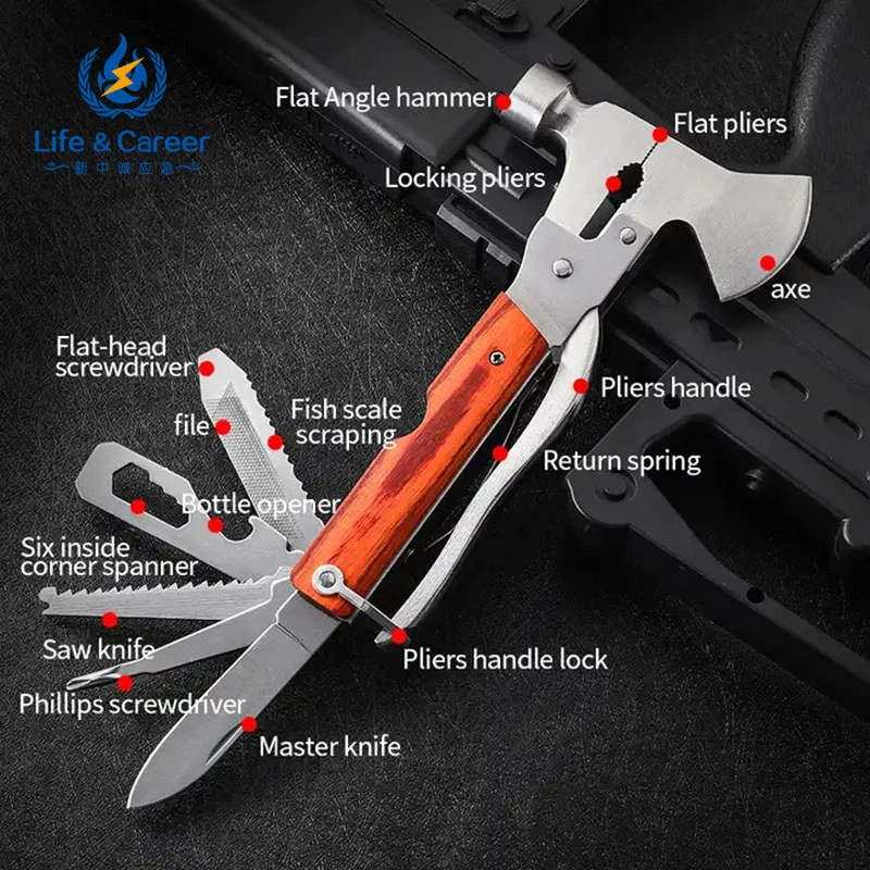 Fabricante Atacado Woodworking Nail Claw Hammers Outdoor Camping Multifunctional Outdoor Ferramenta de campismo