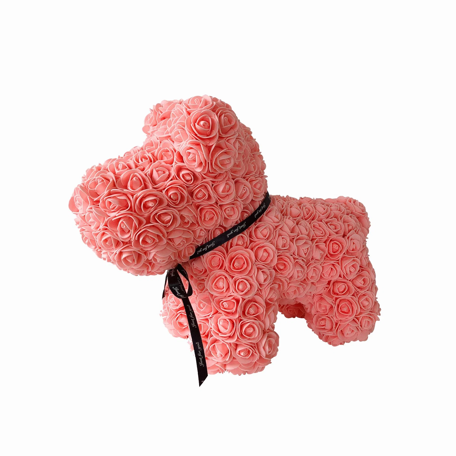 Chien fait main Rose Pug Toys avec mousse Rose Saint-Valentin Chiot cadeau