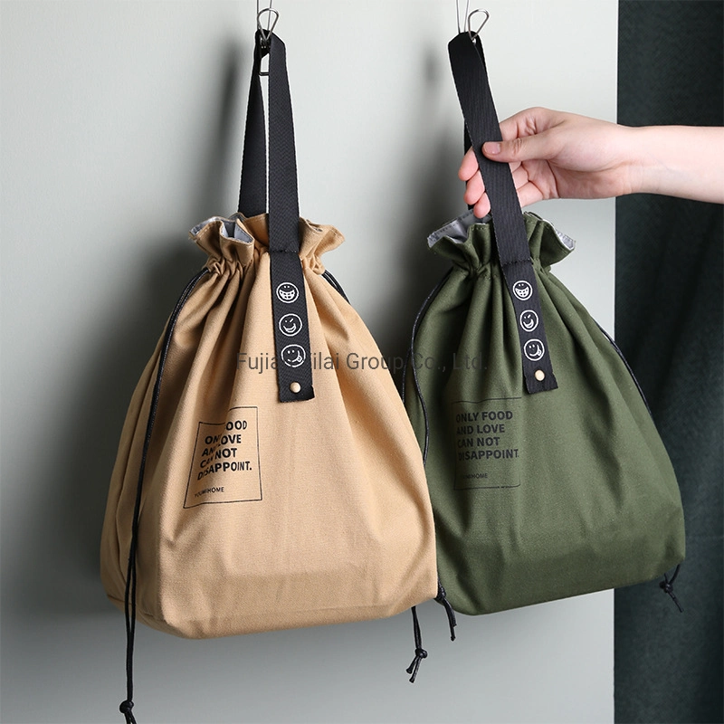 Canvas Cotton Lunch Box Bag Tooling Wind Insulation Portable Meal Cooler Bag Waterproof Office Worker Fashion Bento Bag