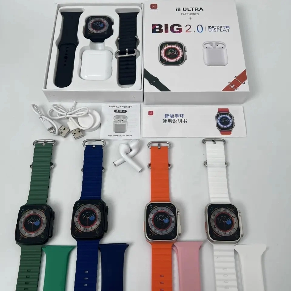 2023 I8 Ultra I8ultra Smartwatch 2 in 1 Watch+Earphone Double Straps Ultra Watch 8 PRO Smart Watch Series 8 with Earbuds