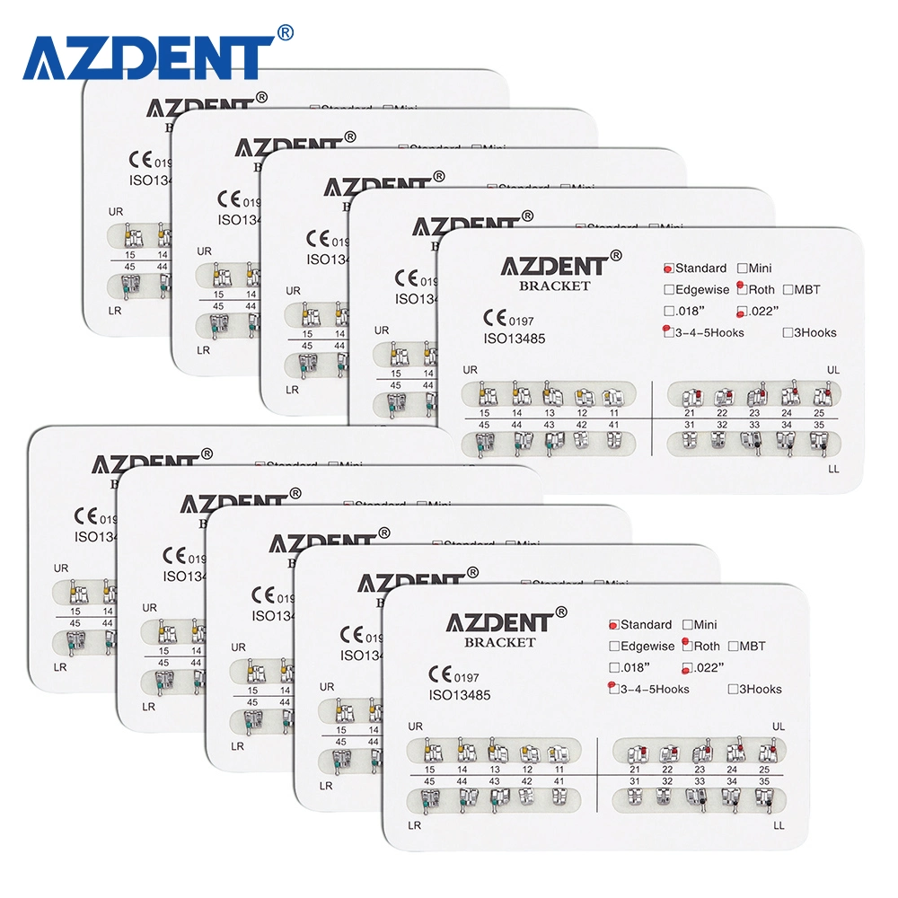 Azdent Metal Orthodontic Roth Dental Bracket Standard Edgewise 022 345 Hooks