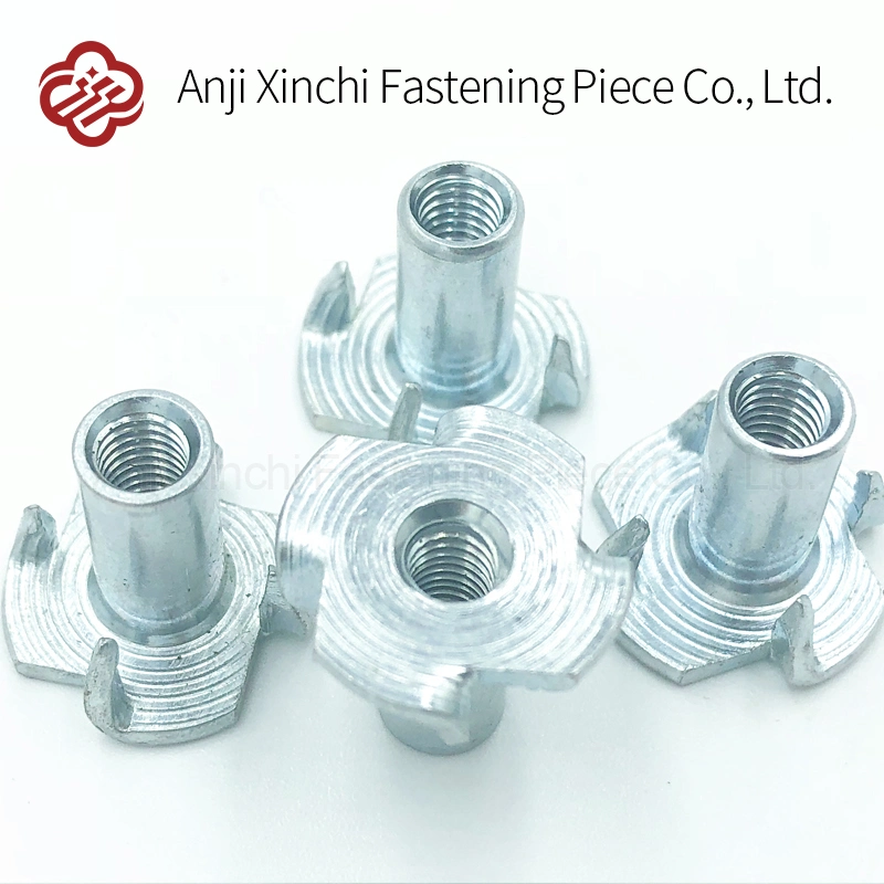 Free Sample Original Factory Threaded Insert T Nut M10X13mm Stainless Steel Four Prong Tee Nuts