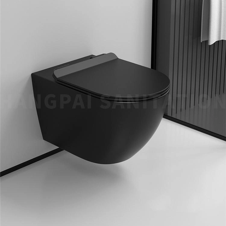 Matt Black Rimless Bathroom Wall Mount Toilet with CE & Factory Price