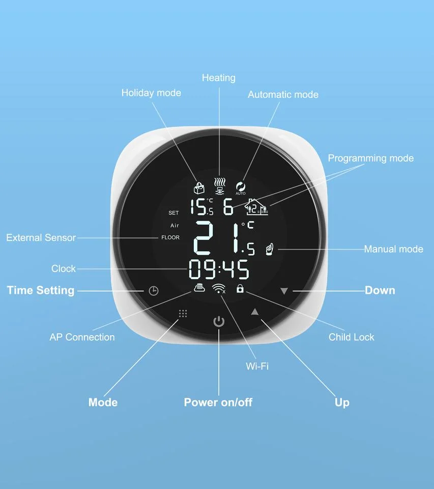 Radiate Thermostat with Large Digital Display Controller Floor Heating Programmable Floor Heating Thermostat