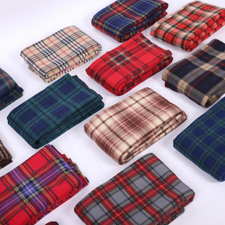 Custom Size Luxury Printed Two Sides Plaid Plain Polyester Fleece Throw Blanket