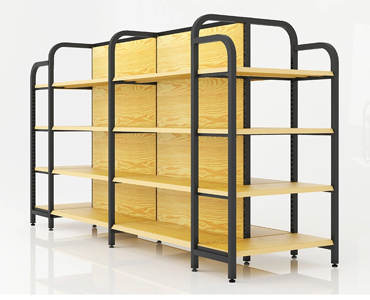 High quality/High cost performance  Supermarket Manufacturer Four-Column Shelf Gondola Wood Grain Shelving