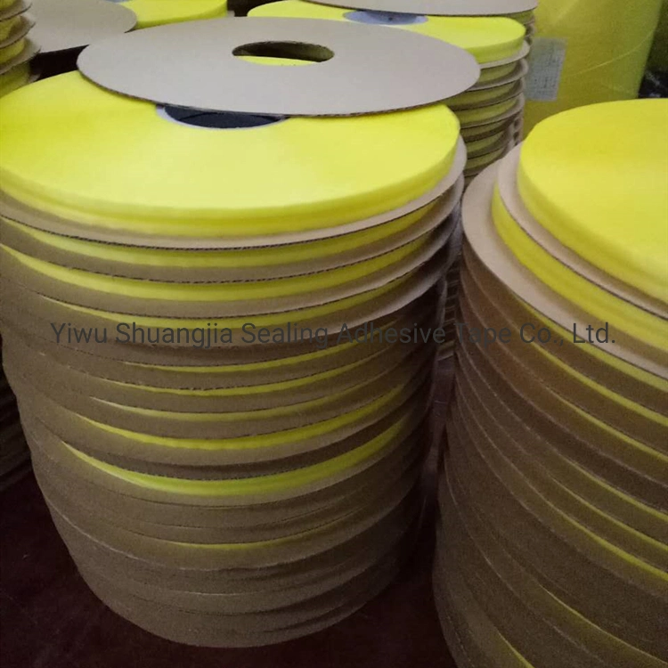 14mm Center Glue Re-Sealable PE Self-Sticky Packing Tape, Double Sided Tape with Yellow Film