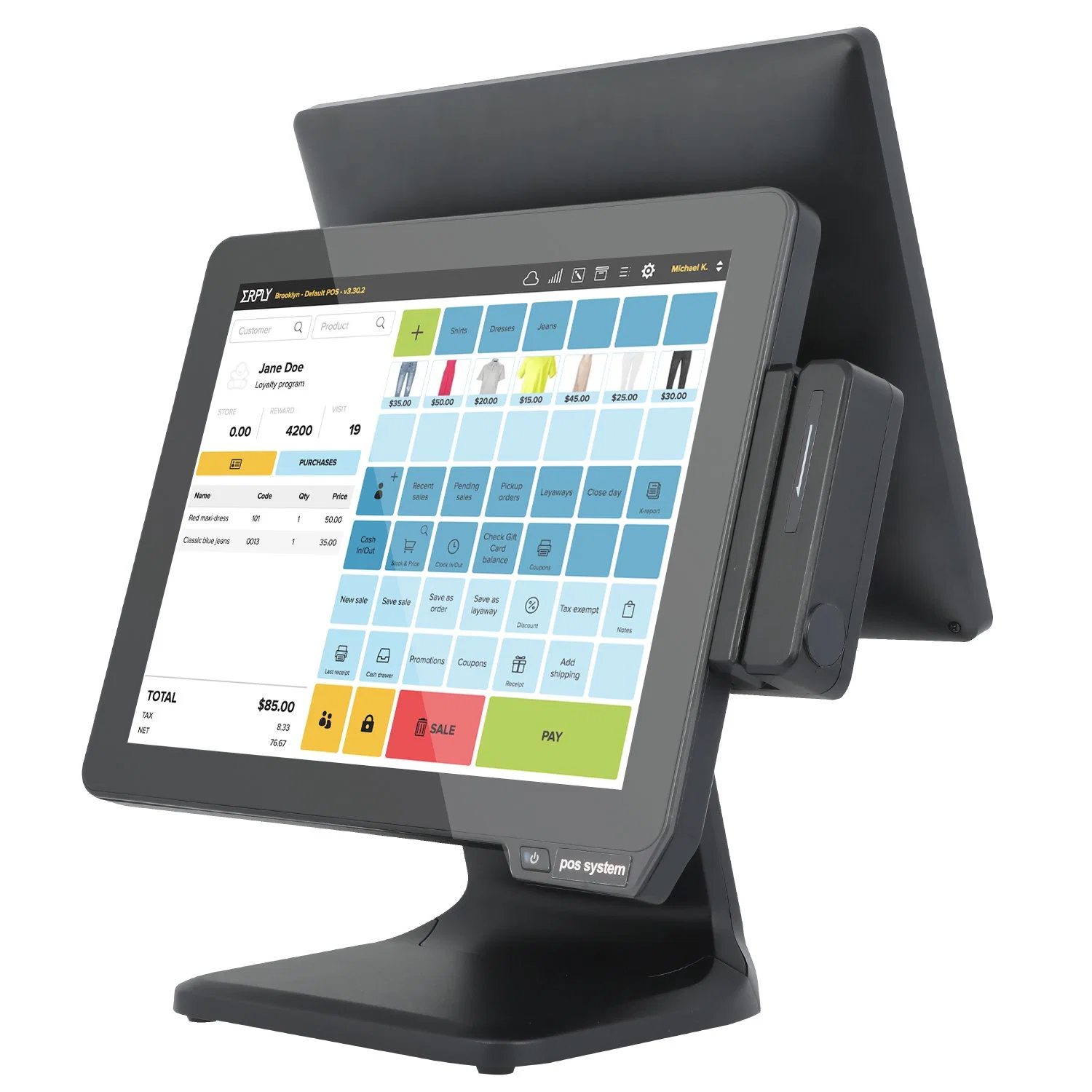 15pulgadas todo-en-uno sistema POS Dual-Screen máquina registradora POS POS venta de Sistema de terminal con impresora