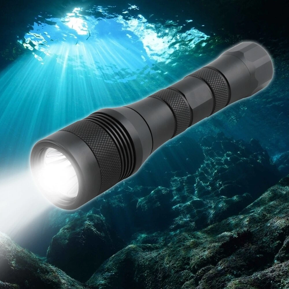 Div01 Dive Back-up Flashlight sous-marin spots torche professionnelle Scuba Light LED 1050 lm 200 m de profondeur pour extérieur